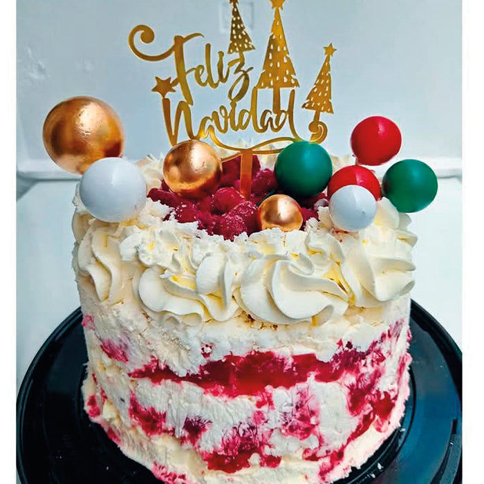 Torta helada merengue crema frambuesas libre de gluten y lactosa